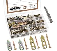Wokape 201PCS 100 Set Self-Drilling Anchors Kit, 4 Different Sizes Colorful Galvanized Expansion Screws Zinc Plated Carbon Steel Self Drilling Drywall Anchor No Drilling Required