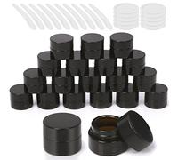 Wokape 20Pcs 5ml Round Glass Jars with Liner Lids Spoons, 0.17oz Amber Refillable Cosmetic Storage Jars for Cream Lotion Liquid Powder