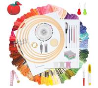 Wokape 212Pcs Embroidery Kit, Cross Stitch Kit Contains 100 Colors Threads, 5Pcs Bamboo Embroidery Hoops, 3Pcs Aida Cloth, 30Pcs Embroidery Needles and 74Pcs More Cross Stitch Tools for Beginner Adult