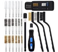 Wokape 23Pcs 6 Sizes Bore Wire Brush Set with Wire Scatch Brush Set, Stainless Steel, Brass, Nylon Cleaning Brush and Twisted Wire Cleaning Brush for Cleaning Welding Slag - 1/4 Inch Hex Shank