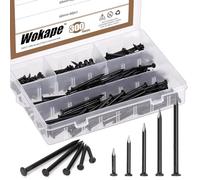 Wokape 300Pcs Steel Nails Assortment Kit, 20MM 30MM 40MM 50MM 60MM Black Galvanized Hardware Nails Cement Nails for Hanging Pictures, Wall Nails, Wood Nails, Finishing Nails, Household and DIY
