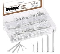 Wokape 300Pcs Steel Nails Assortment Kit, 20MM 30MM 40MM 50MM 60MM White Galvanized Hardware Nails Cement Nails for Hanging Pictures, Wall Nails, Wood Nails, Finishing Nails, Household and DIY