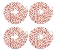 Wokape 4Pcs Rose Gold Luxury Fashion 39.4 Inch/100cm Replacement Flat Chain Strap with Buckles Set, Flat 0.4” Wide Enough 2.4mm Perfect for DIY Metal Shoulder Purse Replacement (Rose Gold, 39.4 inch)