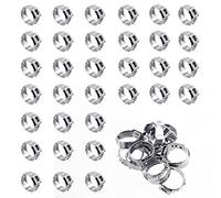Wokape 50Pcs 15.3-18.5mm Single Ear Hose Clamps, 304 Stainless Steel PEX Pinch Clamps Cinch Rings Crimping Tool Stepless Hose Clamp for Securing Pipe Hoses and Automotive