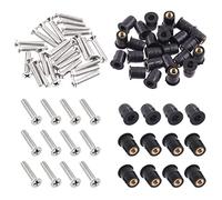 Wokape 50Pcs M5 Neoprene Well Nut with M5 x 25mm Stainless Steel Screws, Rubber Well Nuts Fairing Fasteners for Windscreen Motorcycle Kayak Boats