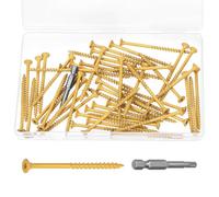 Wokape 51PCS #9 x 3 In Wood Screw Assortment Kit, T25 Torx/Star Drive Deck Screws Flat Head Decking Screws Tan Heavy-Duty Outdoor Deck Long Screw Set for Timber/Log/Landscaping Wood