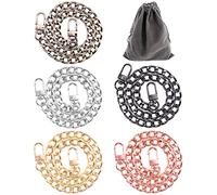 Wokape 5Pcs Luxury Fashion 39.4Inch/100cm Replacement Flat Chain Strap with Buckles Set, Perfect for DIY Metal Shoulder Purse Replacement (Mixed Color, 39.4 inch)