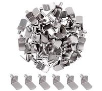 Wokape 60Pcs 1/4" Sliver Plated Steel L-Shelf Support Pegs Without Hole Kit, L-Shaped Bracket Cabinet Shelf Support Pegs Shelf Pins Support Assortment for Shelf Holes, Bookshelf