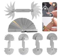 Wokape 6Pcs 5 Sizes Stainless Steel Radius Gauge with Feeler Gauge Kit, 5 Sizes Metric and Imperial R0.3-1.5/ R1-6.5/ R7-14.5/ R15-25/ R26-80 Arc Fillet Concave Convex Gap Measuring Tool