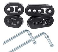Wokape 6Pcs Car Exhaust Rubber Hanger Insulator Bracket Bushing Mount with Universal Exhaust Hanger Rods Weld on 90°(2 Hole 4 Hole, Hole Dia 0.47")