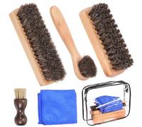 Wokape 6Pcs Shoe Brush Assortment Kit, Polishing Horsehair Shoe Brush Leather Shoe and Boot Care Brush Polish Dauber Applicators Cleaning Leather Shoes Boots Care Brushes for Shoe Care and Cleaning