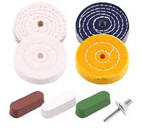 Wokape 8Pcs 3" Buffing Polishing Wheels with 3 Colors Polishing Compounds Kit, 1Pcs Sisal, 1Pcs Denim,Yellow Cotton(60 Ply),White Cotton(50 Ply) Polishing Pad with 1/4" Shank for Bench Grindes