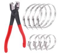 Wokape 9Pcs Hose Clamp Pliers with CV Boot Clamp Kit, Small and Large Stainless Steel Universal Adjustable Drive Shaft CV Boot Crimp Clamp Clic-R Collar Pliers Automobile Repair Tools for Most Cars