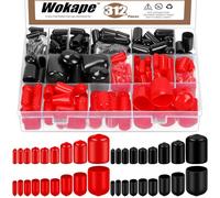 Wokape Vinyl Rubber End Caps Assortment Kit Round Tube Bolt Cap Cover Flexible Screw Thread Protectors for Metal Tubing Rod Bolt (Black+Red)