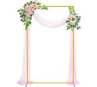 Wokceer 2x1.2m Square Wedding Arch Backdrop Holder Gold Metal Balloon Arch for Wedding Birthday Party Garden Arbor Event Christmas Decoration