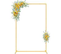 Wokceer 2x1.2m Square Wedding Arch Backdrop Holder Gold Metal Balloon Arch for Wedding Birthday Party Garden Arbor Event Christmas Decoration