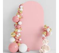 Wokceer 6.6FT Wedding Arch Cover Spandex Fitted Wedding Arch Stand Covers Round Top Blushing Pink Chiara Arch Cover for Birthday Party Ceremony Banquet Decoration