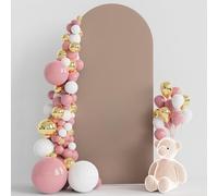 Wokceer 6FT Wedding Arch Cover Spandex Fitted Wedding Arch Stand Covers Round Top Nude Brown Chiara Arch Cover for Birthday Party Ceremony Banquet Decoration