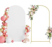 Wokceer 7.2 FT Wedding Arch Backdrop Stand and White Arch Cover, Metal Arch Stand with Arch Stand Cover for Birthday Party Wedding Ceremony Bridal Baby Shower Event Decor