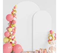 Wokceer Wedding Arch Backdrop Cover 7.2FT, 6FT Spandex Fitted White Arch Covers 2 Set Round Top Chiara Arches Backdrop Cover for Birthday Party Ceremony Banquet Decoration