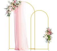Wokceer Wedding Arch Backdrop Stand 7.2FT, 6FT Gold Metal Arch Stand Set of 2 for Birthday Party Wedding Ceremony Baby Shower Graduation Decoration