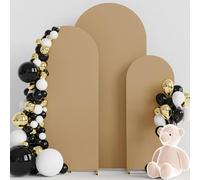 Wokceer Wedding Arch Cover Set of 3 Spandex Fitted Stands for Round Top Chiara Backdrop - Birthday Party Ceremony Banquet Decoration 4ft, 5ft, 6ft Khaki