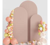 Wokceer Wedding Arch Cover Set of 3 Spandex Fitted Wedding Arch Stand Covers for Round Top Chiara Arch Backdrop Stands Cover for Birthday Party Ceremony Banquet Decoration 4ft,5ft,6ft Nude