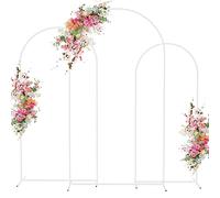 Wokceer Wedding Arch Stand Set of 3 - 7.2FT, 6.6FT, 6FT White Metal Arch for Ceremony, Baby Shower, Birthday Party, Garden Decoration