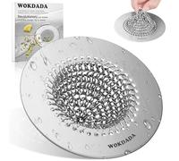 wokdada Kitchen Sink Strainer, Reversible Anti-Clog Kitchen Sink Drain Strainer, Easy Clean & 304 Stainless Steel Kitchen Sink Plug Strainer, Patented Handcrafted, Fits UK Sinks Hole Diameter (78mm)