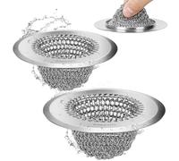 WOKDADA Reversible Kitchen Sink Strainer, Easy-to-Clean 304 Stainless Steel Sink Drainer, Replacement for Kitchen Sink Basket, Effective Food Waste Filter (2PCS)