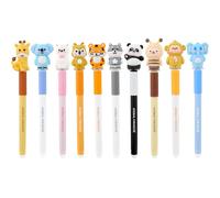 wokdsbl 10 PCS Erasable Pens Animal Pen Set Blue Ink Eraser Pen Cute Erasable Pens with Animal Toppers Gel Writing Smooth Rewritable for School Office Birthday Easter Back to School Gift
