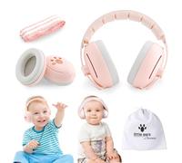 wokdsbl 2-in-1 Baby Ear Defenders 0-48 Months,Pink Noise Cancelling Headphones for Kids, Adjustable Toddler Headphones With Stretchy Band Against Hearing Damage & Improves for Sleeping Airplane