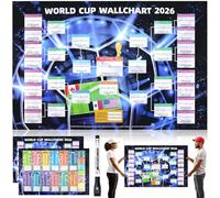 wokdsbl 2PCS World Cup Football 2026 Wall Chart Poster with Match Schedule and Score Tracker Interactive Football Poster 84 x 57 cm Foldable Waterproof Football Chart for Party Home Bar