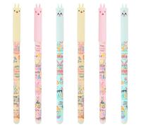 wokdsbl 6 Pack Easter Erasable Gel Pens Pen With Eraser Gel Ink Pens Bunny Design Heat Sensitive Ink Smooth Writing Easter Gift Stationery