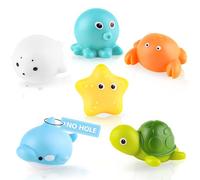 wokdsbl 6pcs Baby Bath Toys Set ,No Hole No Mould Baby Bath Toys for 1 2 3 4 Year Olds Toddler Kids,Anti-mould Sea Animals Water Toys for Boys Girls Shower And Swimming Tub