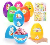 wokdsbl 6PCS Large Plastic Eggs for Filling and Stickers, 15 x 10 cm Plastic Eggs for Easter, Easter Party Accessories, Easter Eggs Decoration, Giant Plastic Eggs for Filling for Sweets Gifts