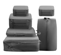 wokdsbl Compression Packing Cubes- 6PCS Travel Packing Cubes- Waterproof Travel Toiletry Bag- Compression Packing Cubes for Hand Luggage Suitcase、Wardrobe Storage Organiser (Grey)