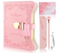 wokdsbl Diary with Lock for Girls - Secret Journal Gift Set With Heart Lock and Key, Pen, Bookmark, Pen Case, 360 Pages Gold Edge Notebook, Teenage Girls Gifts Age 9 10 11 12 13 Birthday Christmas