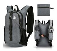 wokdsbl Foldable Backpack Grey Ultralight 15L Waterproof Daypack Travel Backpack Hiking Backpack for Trekking Business Short Trip Outdoor Men Women, gray, 15L
