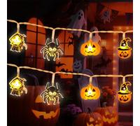 wokdsbl Halloween Lights Outdoor Indoor, Pumpkin Lights Battery Operated, 3M 20 LED String Lights with Witch Spider Jack O Lantern, for Halloween Decorations Garden Window Party Fairy Lights Decor