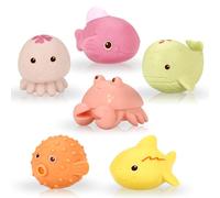 wokdsbl No Hole No Mould Baby - 6 Pcs Soft Baby Toys for Toddlers, No Hole Kids Bath Toys for 1 2 3 Year Olds, Infant Toys for Bathtub Pool Beach, Sensory Toys for Girl or Boy