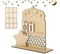 wokdsbl Ramadan Wooden Calendar, DIY Ramadan Decoration, 30 Days Countdown, Eid Mubarak Advent Calendar, Ramadan Decoration, Countdown Calendar Ornament Prayer Ramadan Mubarak Decoration