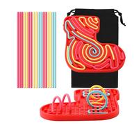 wokdsbl Silicone Sensory Activity Board for Autism- Sensory Fidget Toys for Anxiety Relief with Portable Travel Bag & 17 Strings Gifts-Busy Board for Stress Relief, Calming, Focus, ADHD and Autism