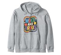 Woke and Proud Bold Typography Design Zip Hoodie