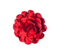 Woke Creations XLarge Satin Flower Pin Brooch for Women in 4 Vibrant Colors (Rose Red)