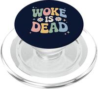 Woke is Dead Sarcastic Retro Groovy Message For Activists PopSockets PopGrip for MagSafe