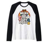 Woke Up Gay Again : Cute Proud Rainbow Animals Kidcore Party Raglan Baseball Tee
