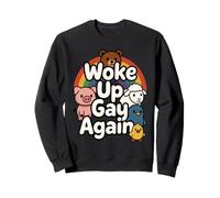 Woke Up Gay Again : Cute Proud Rainbow Animals Kidcore Party Sweatshirt