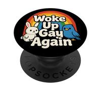 Woke Up Gay Again | Cute Proud Rainbow Animals Party Pride PopSockets Adhesive PopGrip