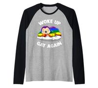 Woke Up Gay Again Gay Sleeping Sloth Pride Raglan Baseball Tee